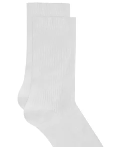 Gerippte Crew-Socken aus Modal - Weiß