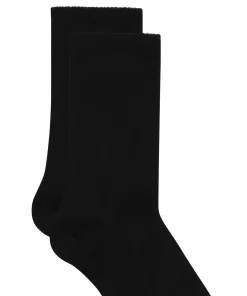 Gerippte Crew-Socken aus Modal - Schwarz