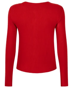 Gerippte Jersey-Strickjacke - Rot