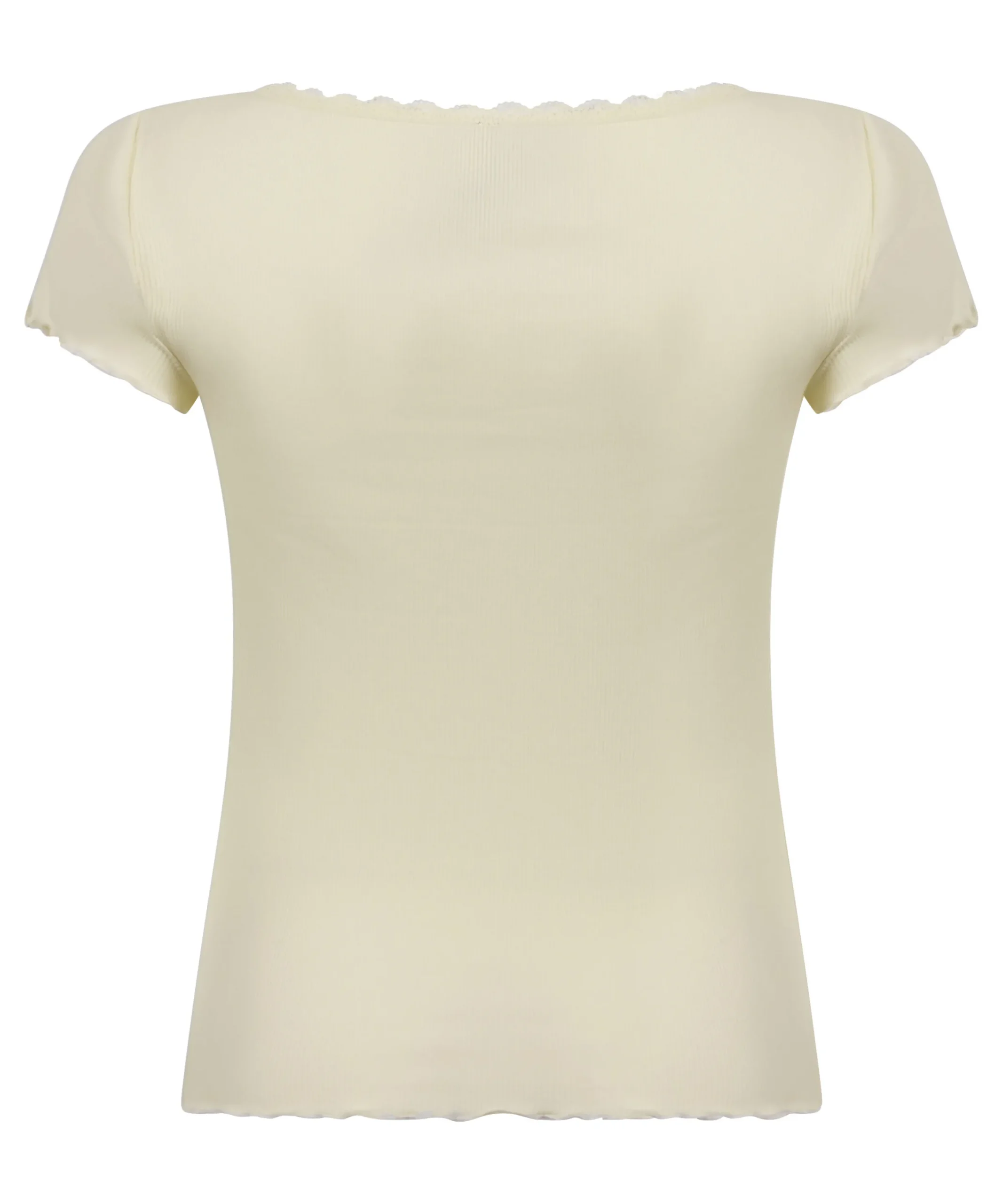 Geripptes Jersey-Top - Gelb