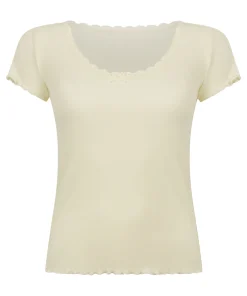 Geripptes Jersey-Top - Gelb