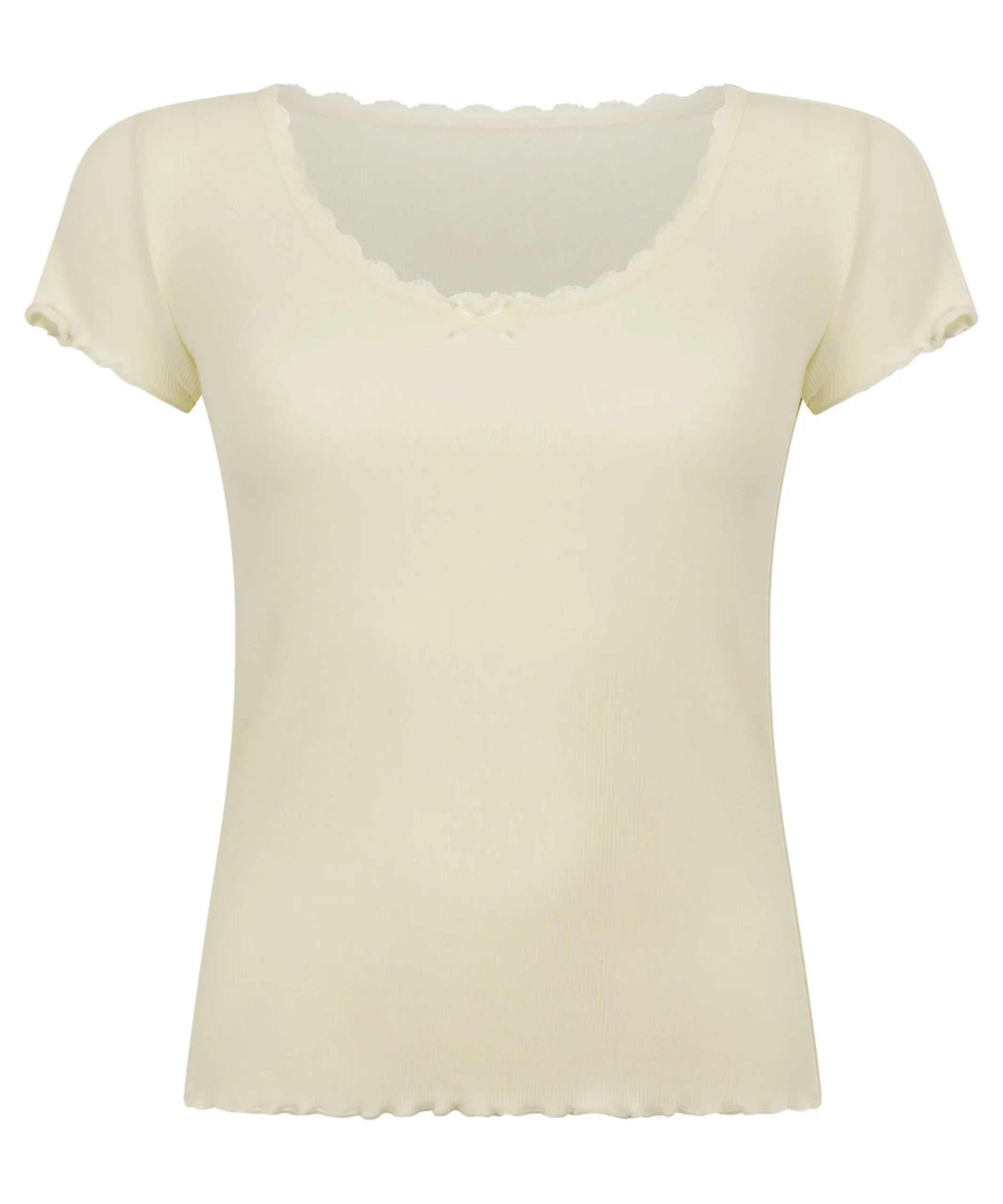 Geripptes Jersey-Top - Gelb