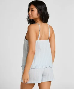 Gestreifte Baumwollshorts - Blau