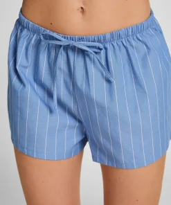 Gestreifte Baumwollshorts - Blau