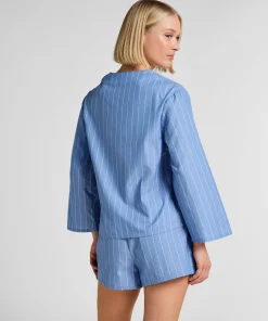 Gestreifte Baumwollshorts - Blau