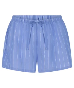 Gestreifte Baumwollshorts - Blau