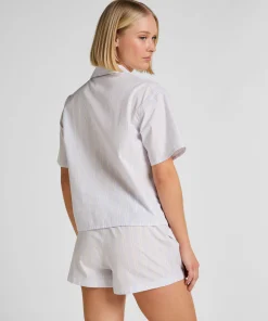Gestreifte Baumwollshorts - Lila