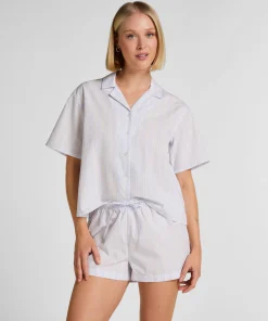 Gestreifte Baumwollshorts - Lila