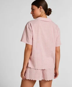Gestreifte Pyjama-Shorts - Rosa