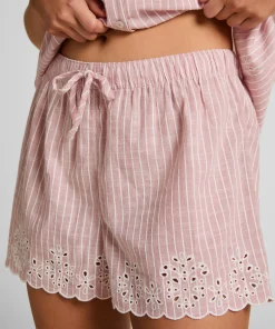 Gestreifte Pyjama-Shorts - Rosa