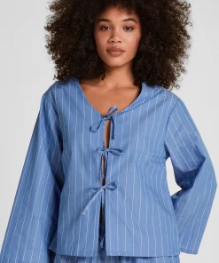 Gestreiftes Pyjama-Oberteil - Blau