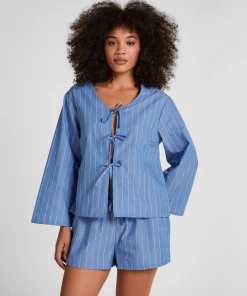 Gestreiftes Pyjama-Oberteil - Blau