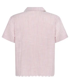 Gestreiftes Pyjama-Oberteil aus Baumwolle - Rosa