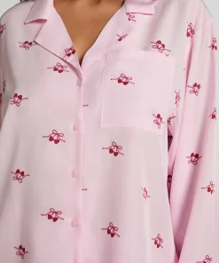 Gewebte Jacke mit Kirschen - Rosa