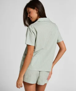 Gewebte Jacke mit Streifen - Grün