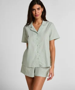 Gewebte Jacke mit Streifen - Grün