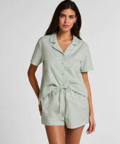 Gewebte Shorts mit Streifen - Grün