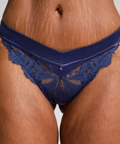 Grace String mit hohem Beinausschnitt - Blau