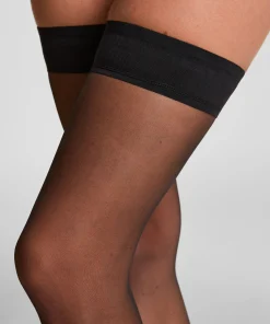 Halterlose Strümpfe 15 Denier Second Skin - Schwarz