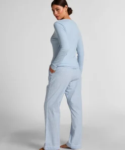Henley-Pyjamatop mit langen Ärmeln - Blau