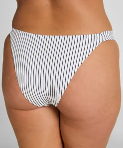 Highleg Bikinihose Stripes - Weiß