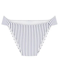 Highleg Bikinihose Stripes - Weiß