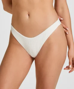 Hoch geschnittener Bikinihose Crinkle - Weiß
