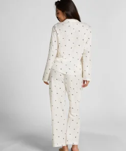 Jacquard Pyjama-Oberteil und Langarm - Weiß