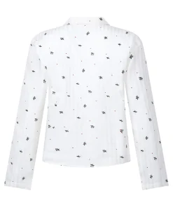 Jacquard Pyjama-Oberteil und Langarm - Weiß