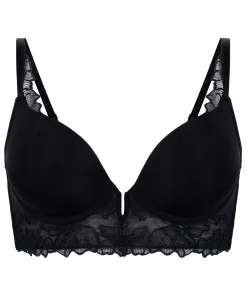 Jemima Gepolsterter Longline-Push-up-BH mit Bügel - Schwarz