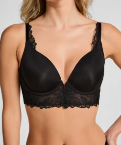 Jemima Gepolsterter Longline-Push-up-BH mit Bügel - Schwarz