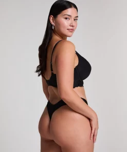 Jemima Gepolsterter Longline-Push-up-BH mit Bügel - Schwarz