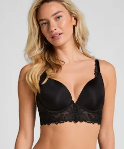 Jemima Gepolsterter Longline-Push-up-BH mit Bügel - Schwarz