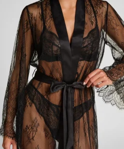 Kimono Allover Lace - Schwarz