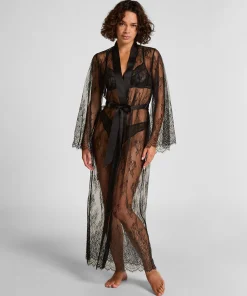 Kimono Allover Lace - Schwarz