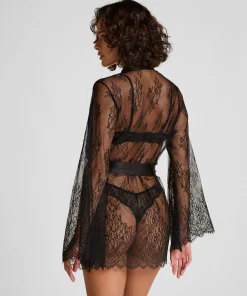 Kimono Allover-Spitze - Schwarz