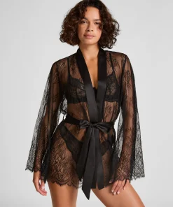 Kimono Allover-Spitze - Schwarz