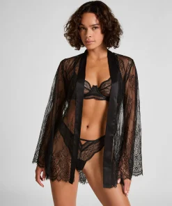 Kimono Allover-Spitze - Schwarz
