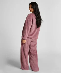 Langärmeliges Fluffy-Fleece-Top - Rosa