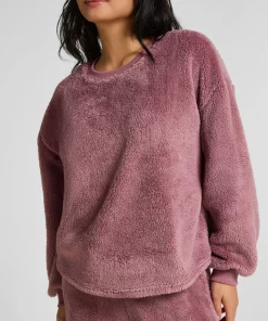 Langärmeliges Fluffy-Fleece-Top - Rosa