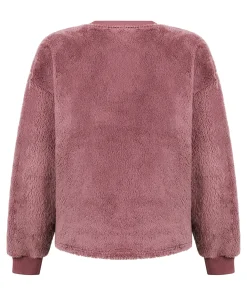 Langärmeliges Fluffy-Fleece-Top - Rosa