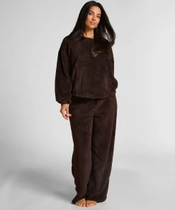 Langärmeliges Fluffy-Fleece-Top - Braun