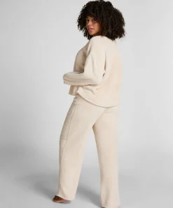 Langärmeliges Fluffy-Fleece-Top - Beige