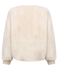 Langärmeliges Fluffy-Fleece-Top - Beige