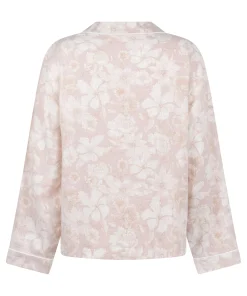 Leinen-Pyjamajacke mit Blumenmuster - Rosa