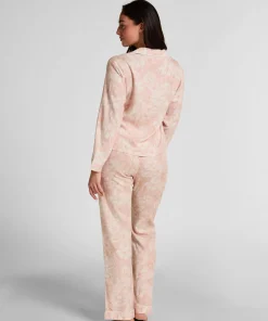 Leinen-Pyjamajacke mit Blumenmuster - Rosa
