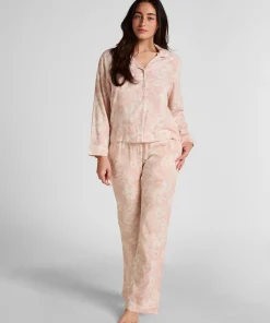 Leinen-Pyjamajacke mit Blumenmuster - Rosa
