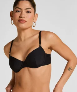 Luxuriöses Bügel-Bikini-Top mit Polsterung - Schwarz