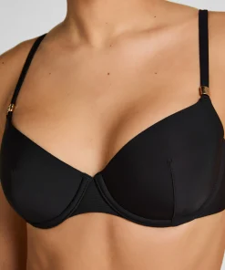 Luxuriöses Bügel-Bikini-Top mit Polsterung - Schwarz