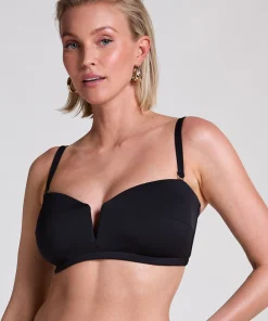 Neopren Bandeau Bikinioberteil - Schwarz